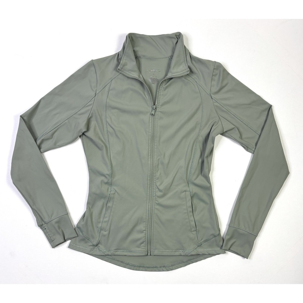 X By Gottex Jacket Women's Medium Sage Green Yoga Activewear Fitness Athleisure